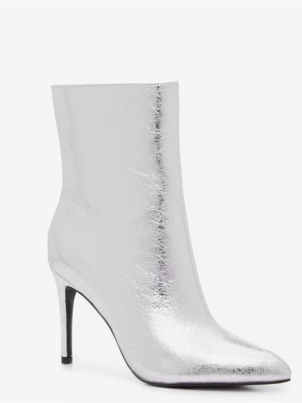 MIA Silver Metallic Pointed-Toe Stiletto Bootie